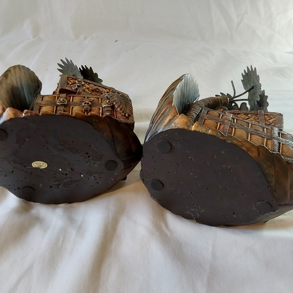 Treasure Chest Island Bookend Palm Tree Chests Pirate Unique Set. - Picture 7 of 10